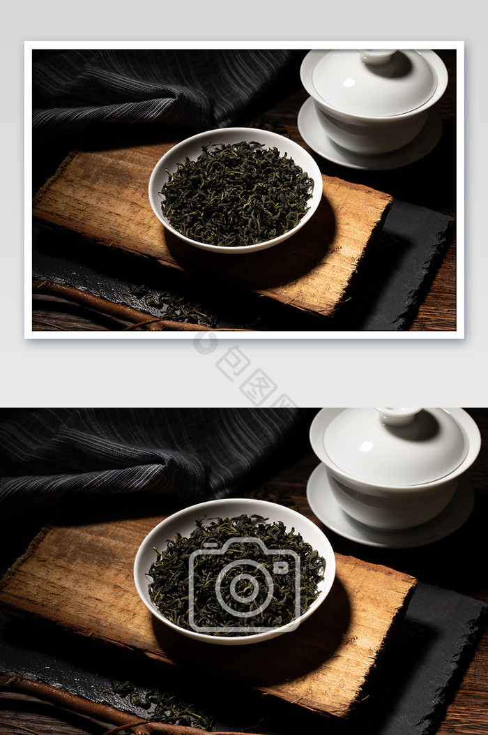 复古茶叶绿茶新茶场景摄影图片