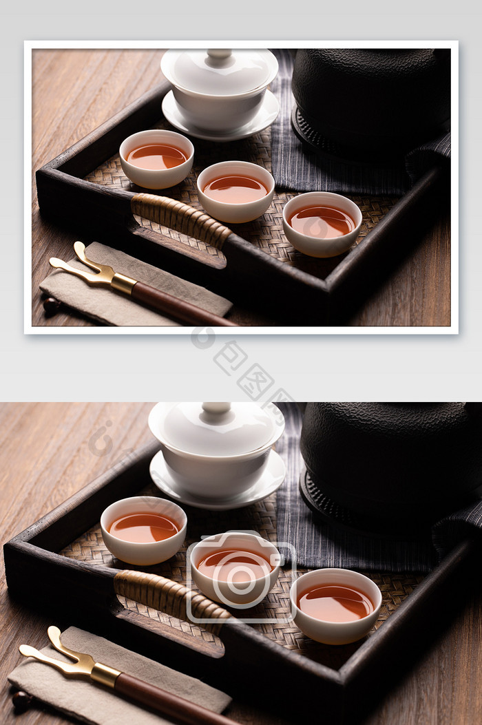 中国风复古茶叶茶汤高清场景摄影图片