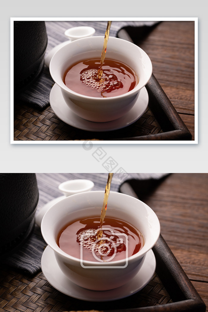 中国风普洱茶沏茶茶叶高清特写摄影图片