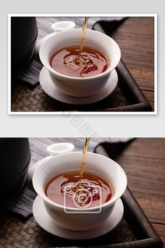 中国风普洱茶沏茶茶叶高清特写摄影图片