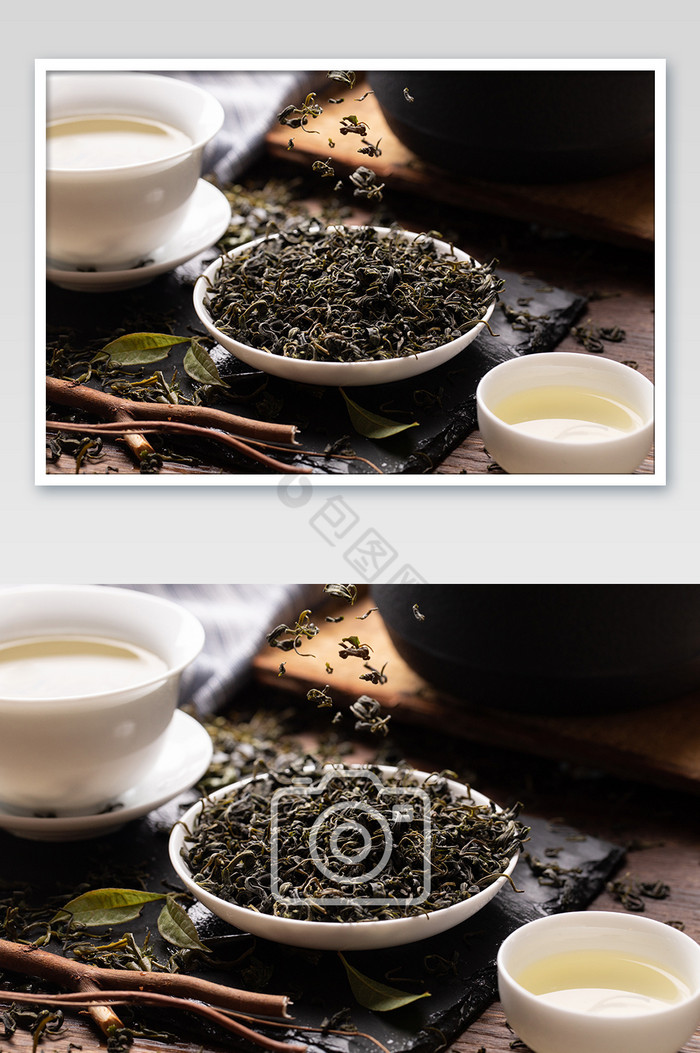 中国风绿茶茶叶高清摄影图片