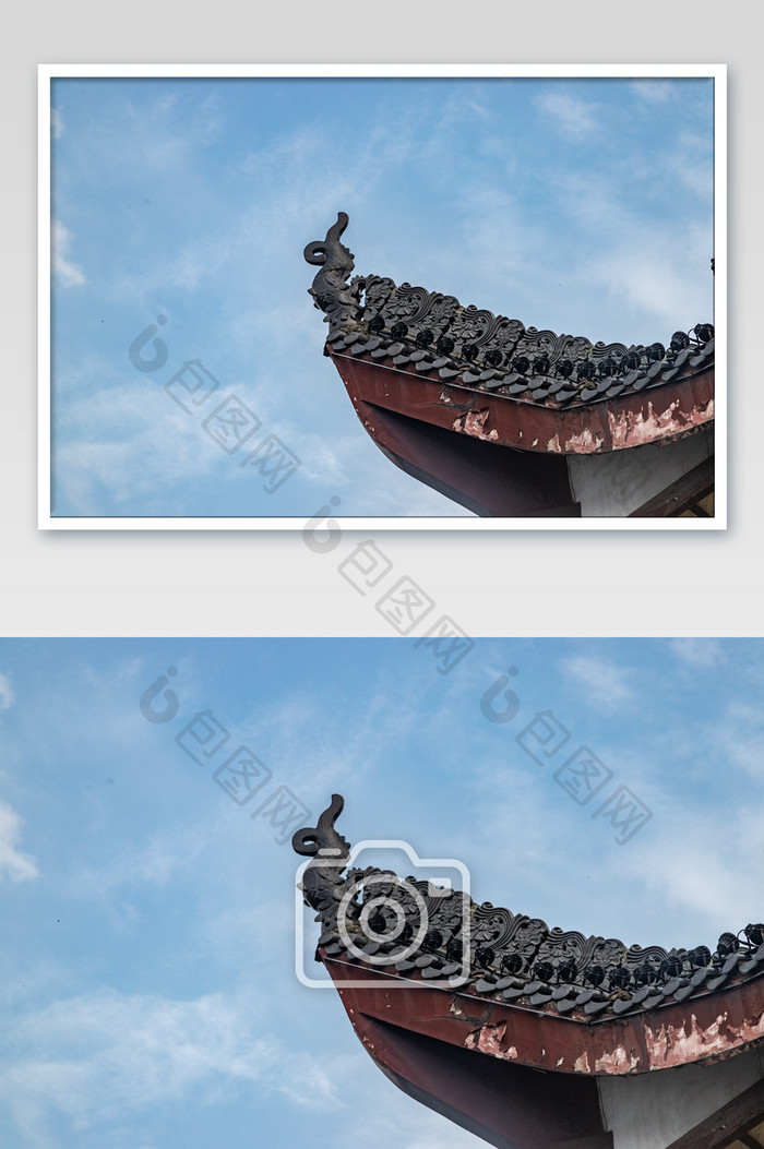中式屋檐建筑摄影图