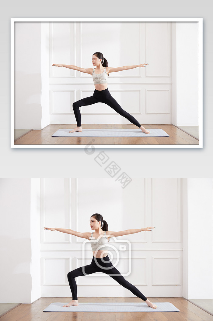 瑜伽健身普拉提女性战士二式图片