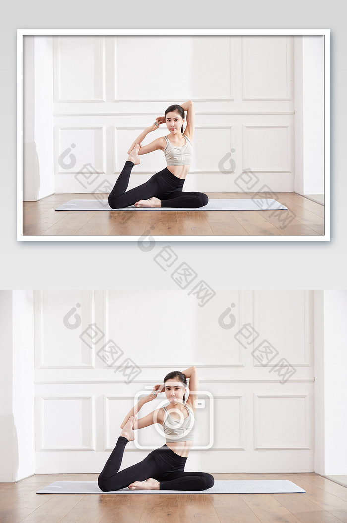 瑜伽健身普拉提女性简易鸽三式图片