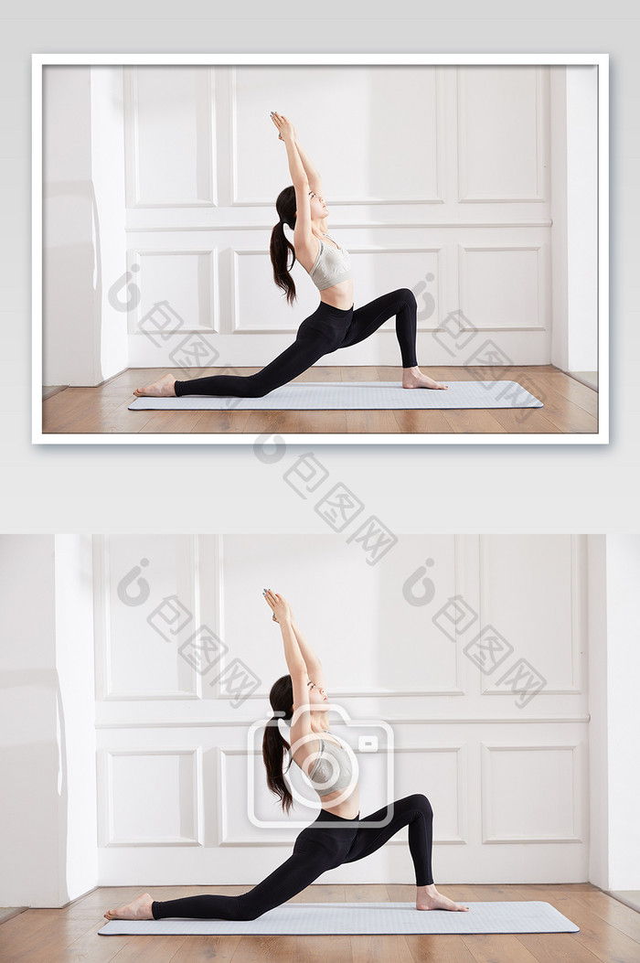 瑜伽健身普拉提女性战士一式瑜伽姿势图片