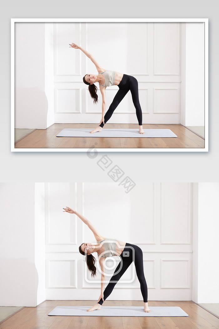 瑜伽健身普拉提女性拉伸正面图片