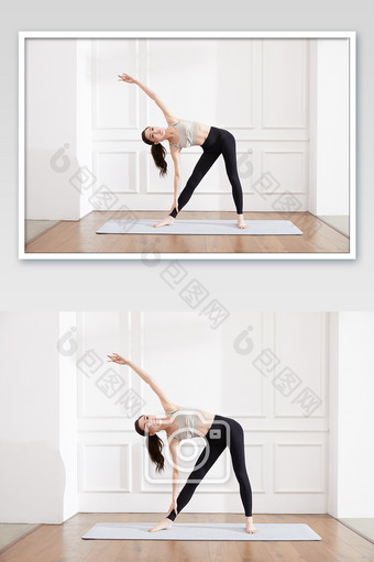 瑜伽健身普拉提女性拉伸正面图片