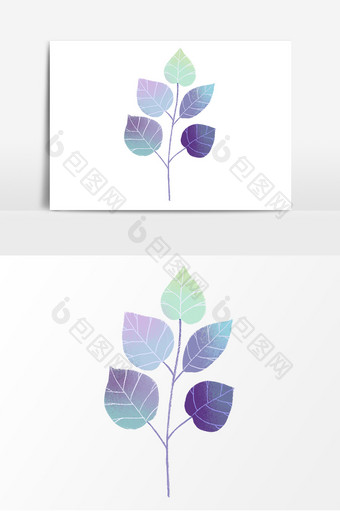 紫色手绘水彩绿植装饰图片