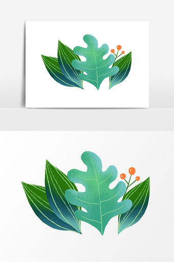 小清新树叶手绘绿色叶子图片下载