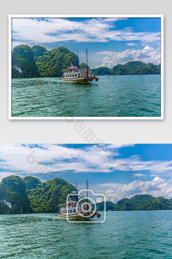 越南下龙湾轮船摄影图片