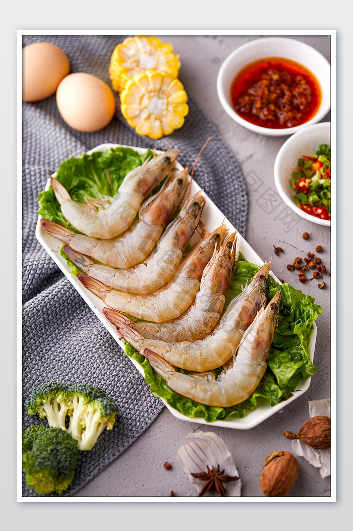 火锅中式餐饮食材新鲜虾类海报摄影图