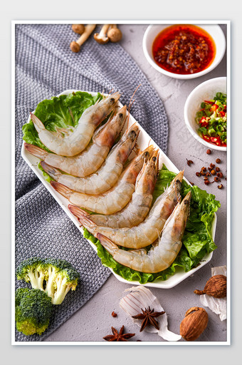 火锅中式餐饮食材新鲜大虾海报摄影图图片