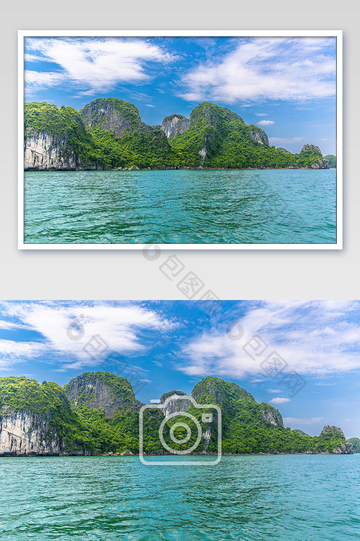 越南碧绿下龙湾喀斯特地貌摄影图片图片