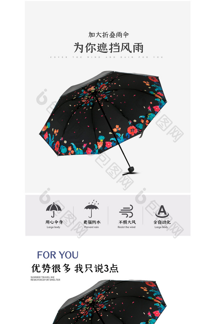 雨伞太阳伞家居用品详情页设计