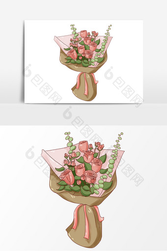 手绘玫瑰花束教师节元素图片