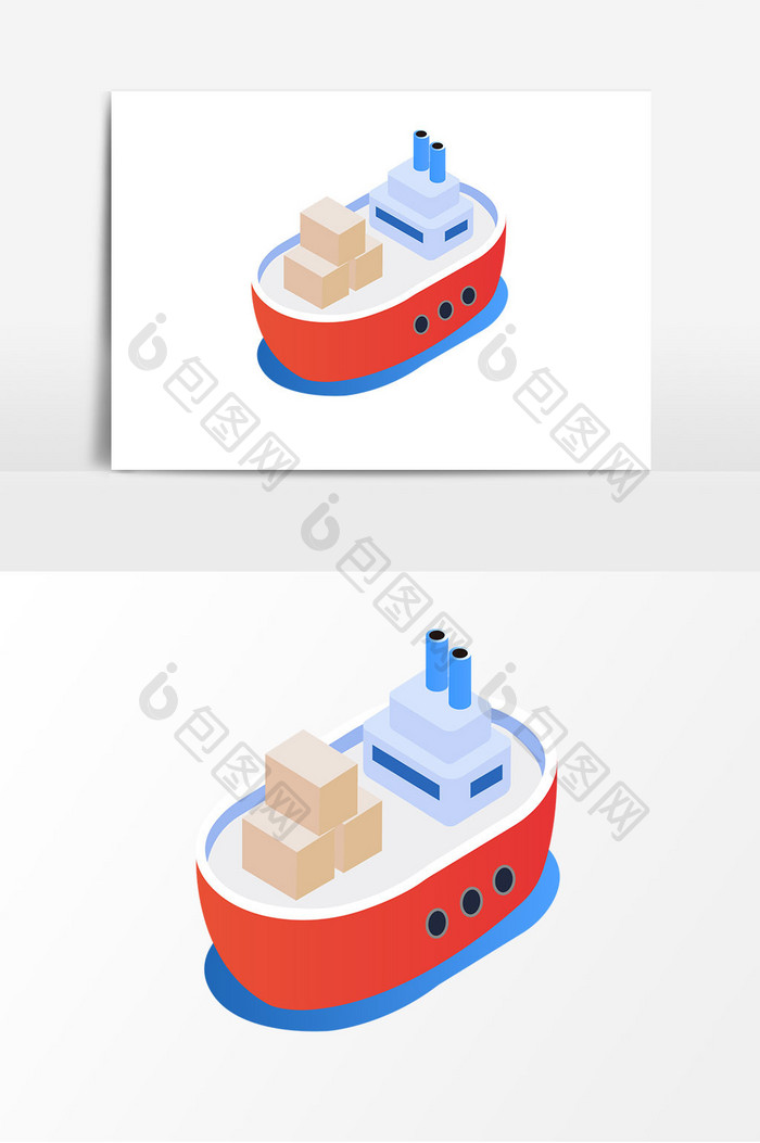 2.5D风格简约Q萌货船元素