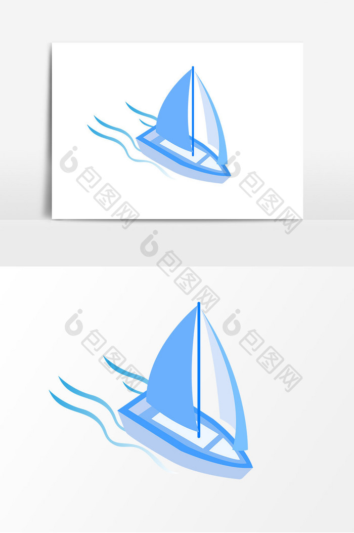 2.5D风格简约透气帆船航行元素