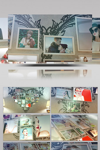 创意壁挂心形婚礼相册展示AE模板图片
