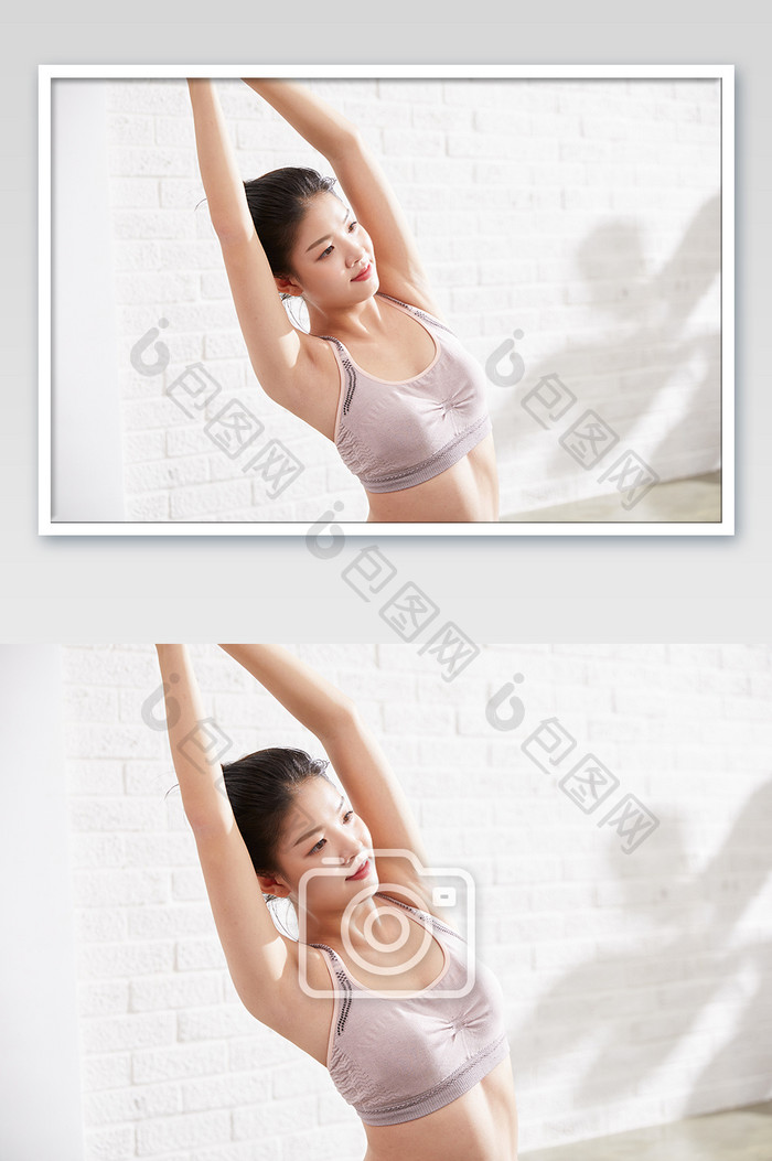 瑜伽健身普拉提女性瑜伽山式图片