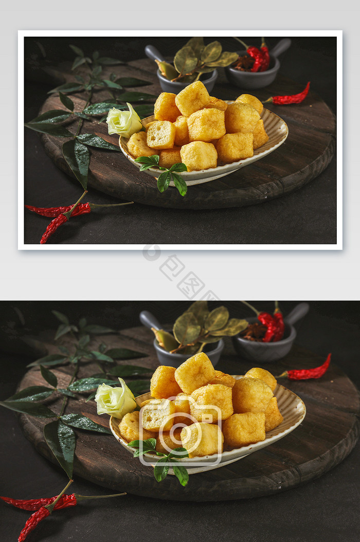 油豆腐食材蔬菜配图海报素材