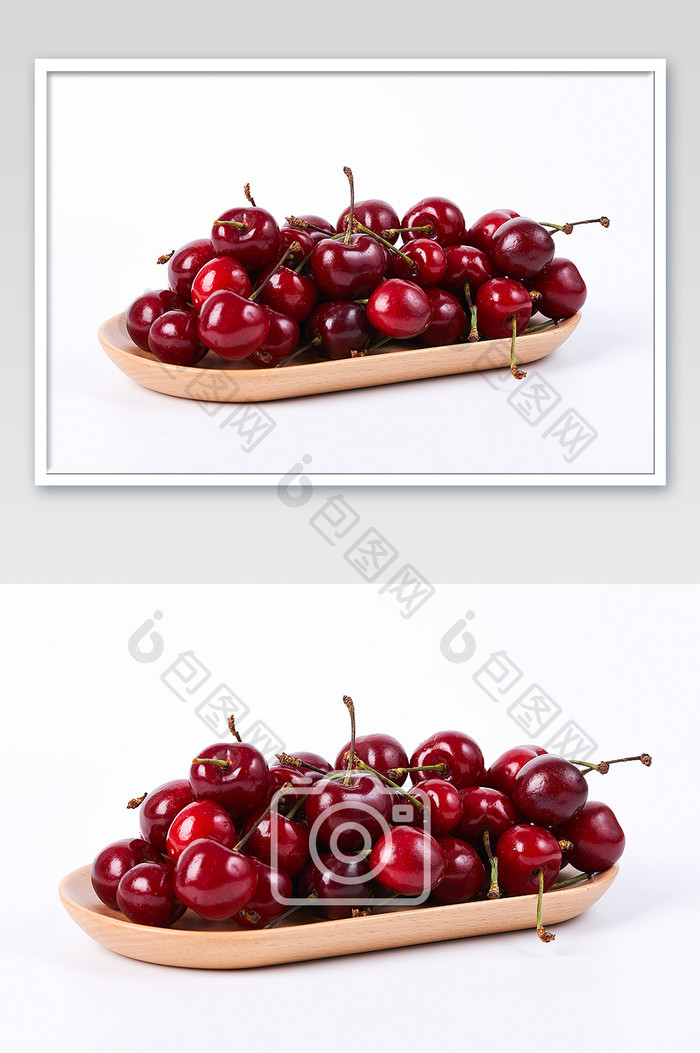 红色樱桃车厘子水果新鲜盘子美食摄影图片