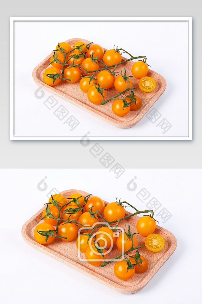 黄色小番茄西红柿水果木碟新鲜美食摄影图片图片