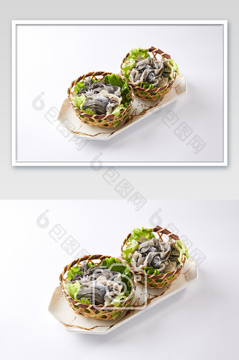 火锅中式餐饮食材白底两碟毛肚丝海报摄影图图片