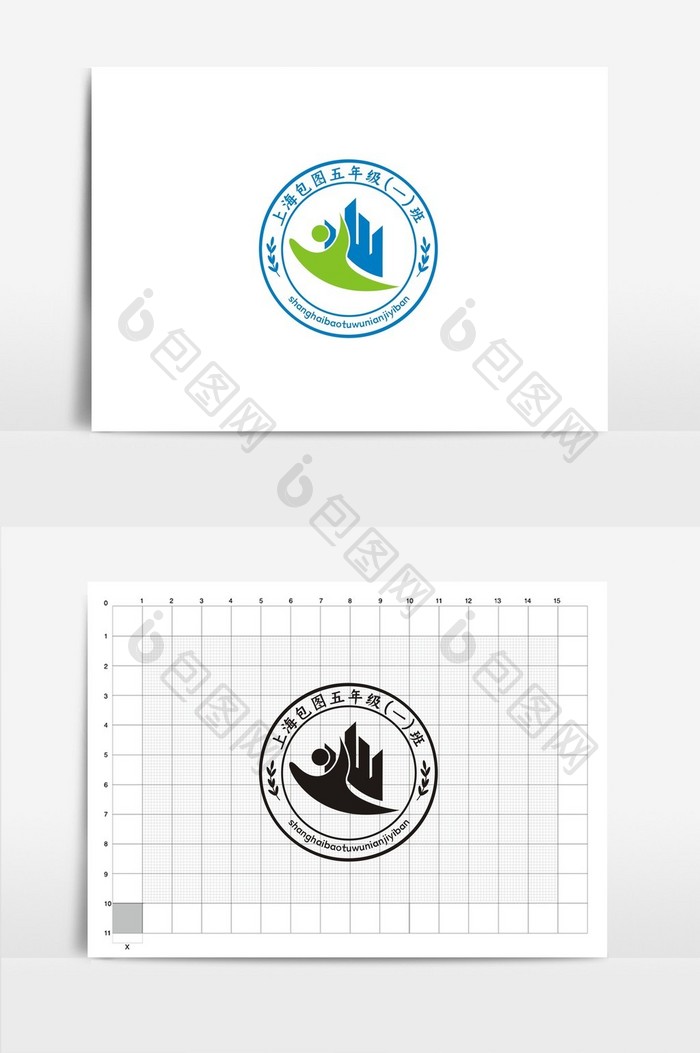 时尚小学学校校徽VI标志logo设计
