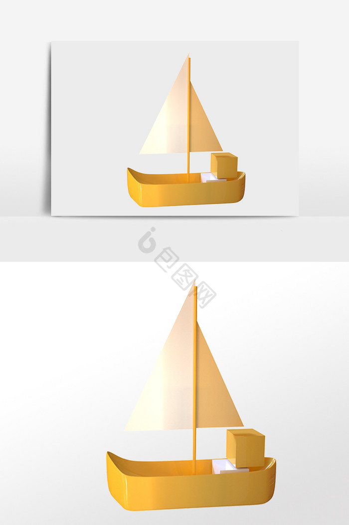 交通工具小帆船插画图片