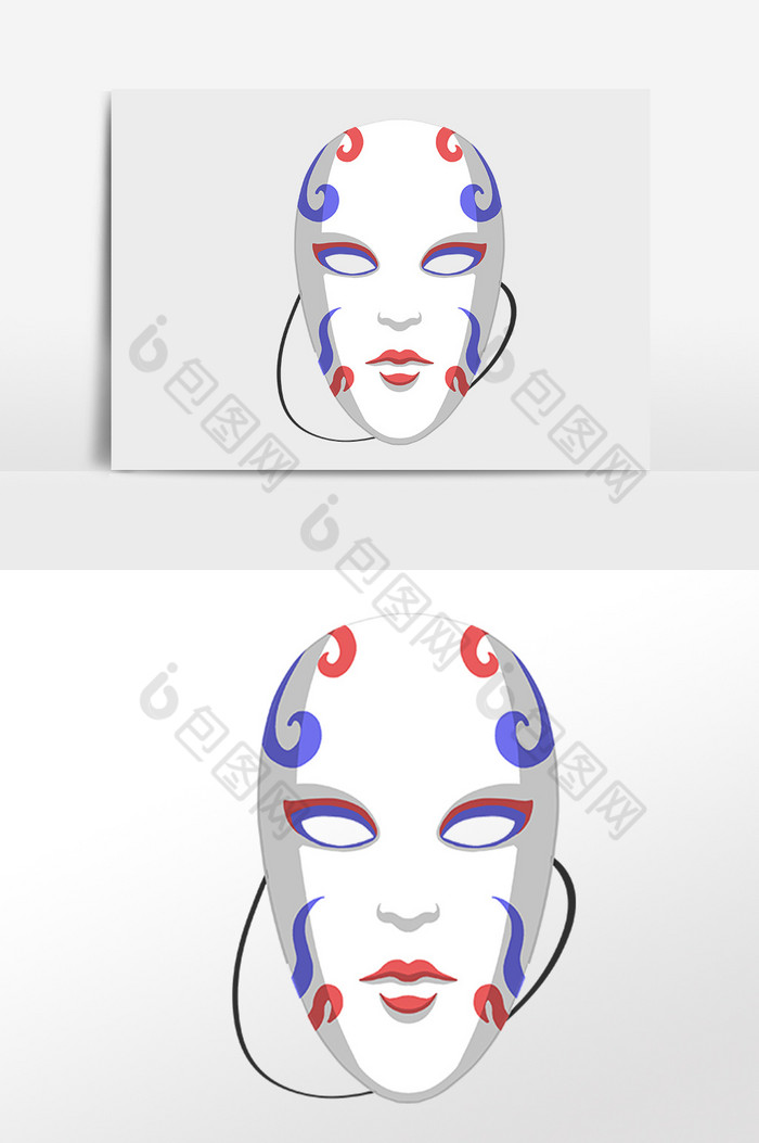 手绘白色面具面罩插画图片