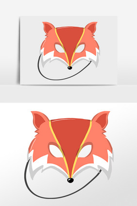 手绘卡通动物狐狸面具面罩插画