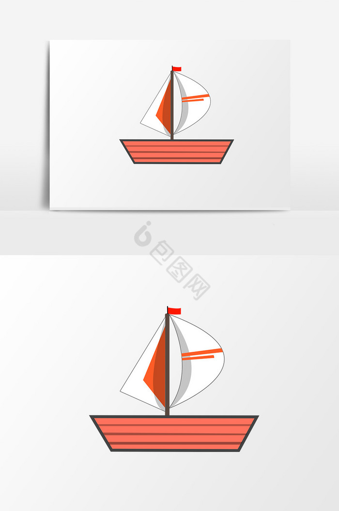 帆船红白图片