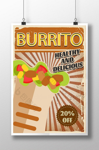 墨西哥卷饼复古食品海报图片