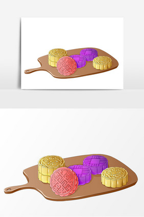 手绘中秋节月饼卡通