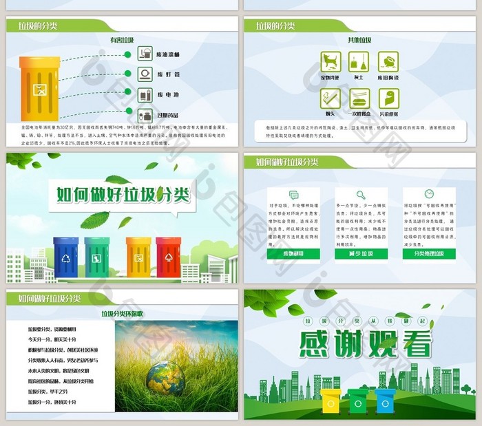 绿色环保垃圾分类PPT模板