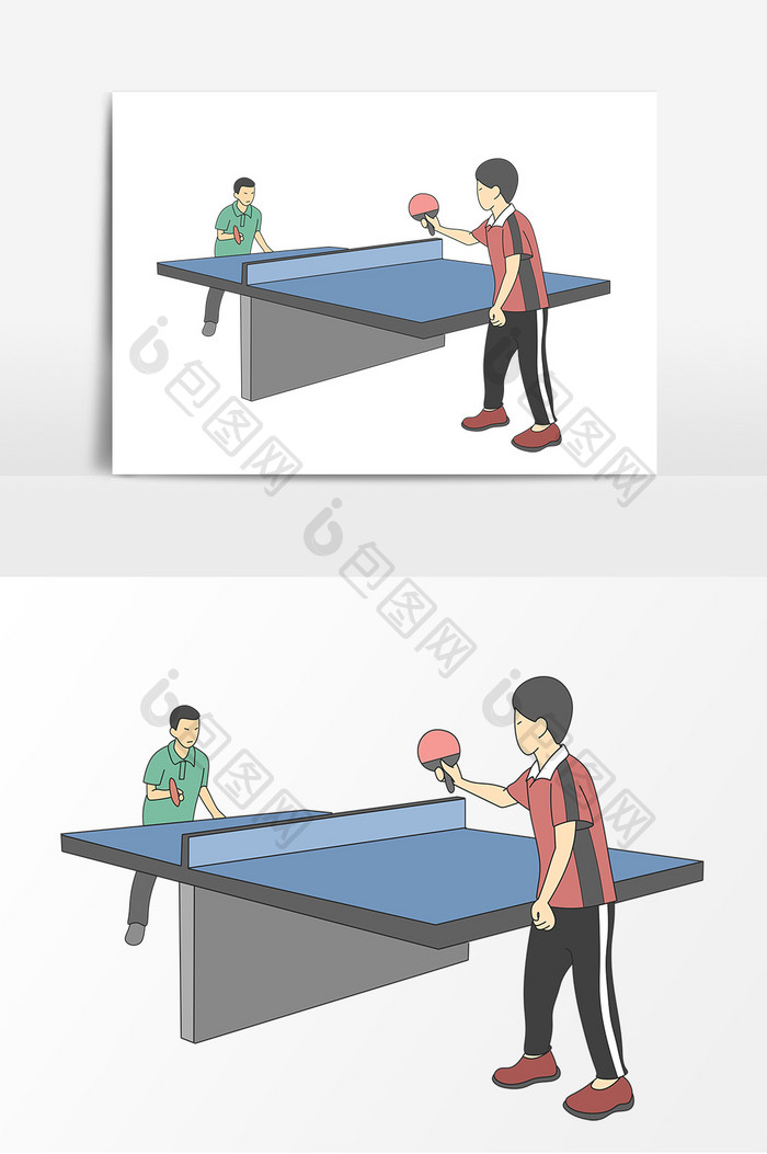 手绘乒乓球运动大乒乓卡通形象