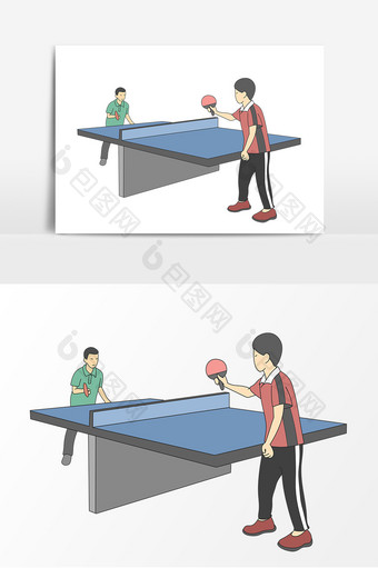 手绘乒乓球运动大乒乓卡通形象图片