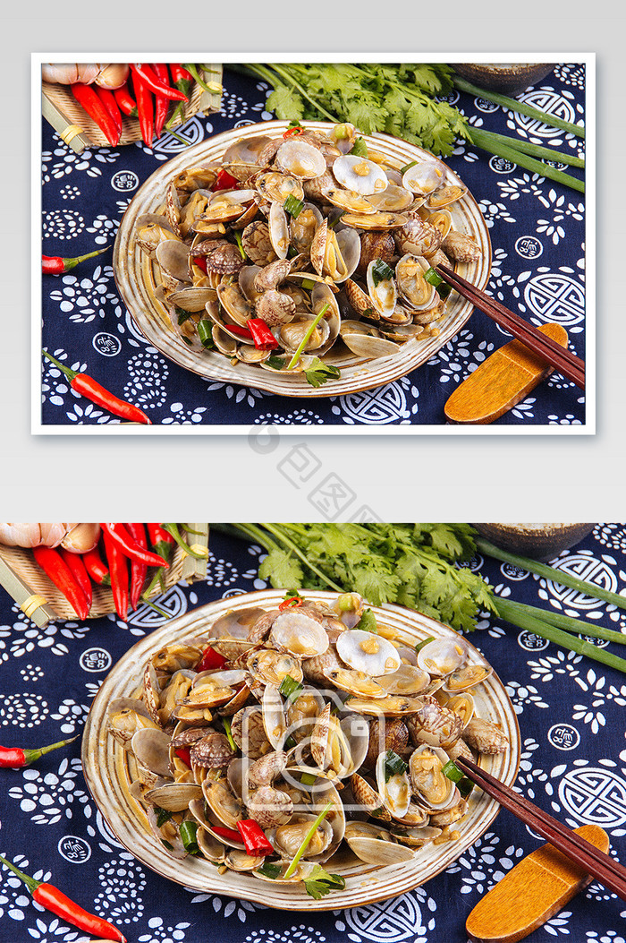 中式美食花甲蛤蜊摄背景影图片