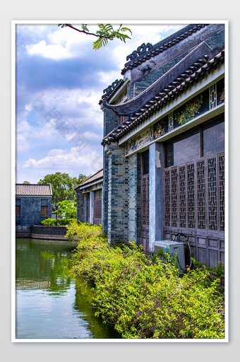 岭南风情青砖古建筑摄影图图片