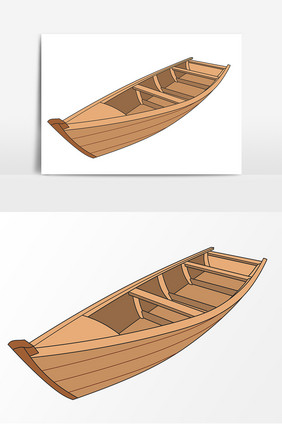 手绘木船卡通形象元素
