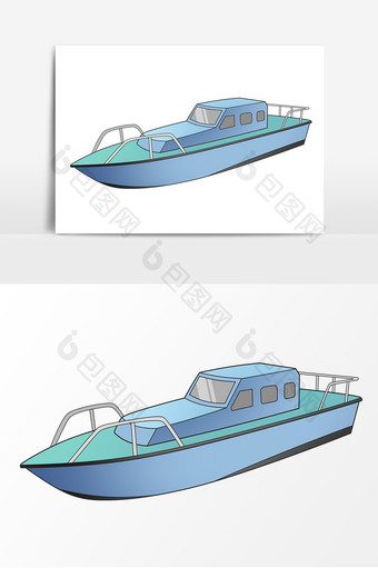 手绘卡通轮船形象元素图片