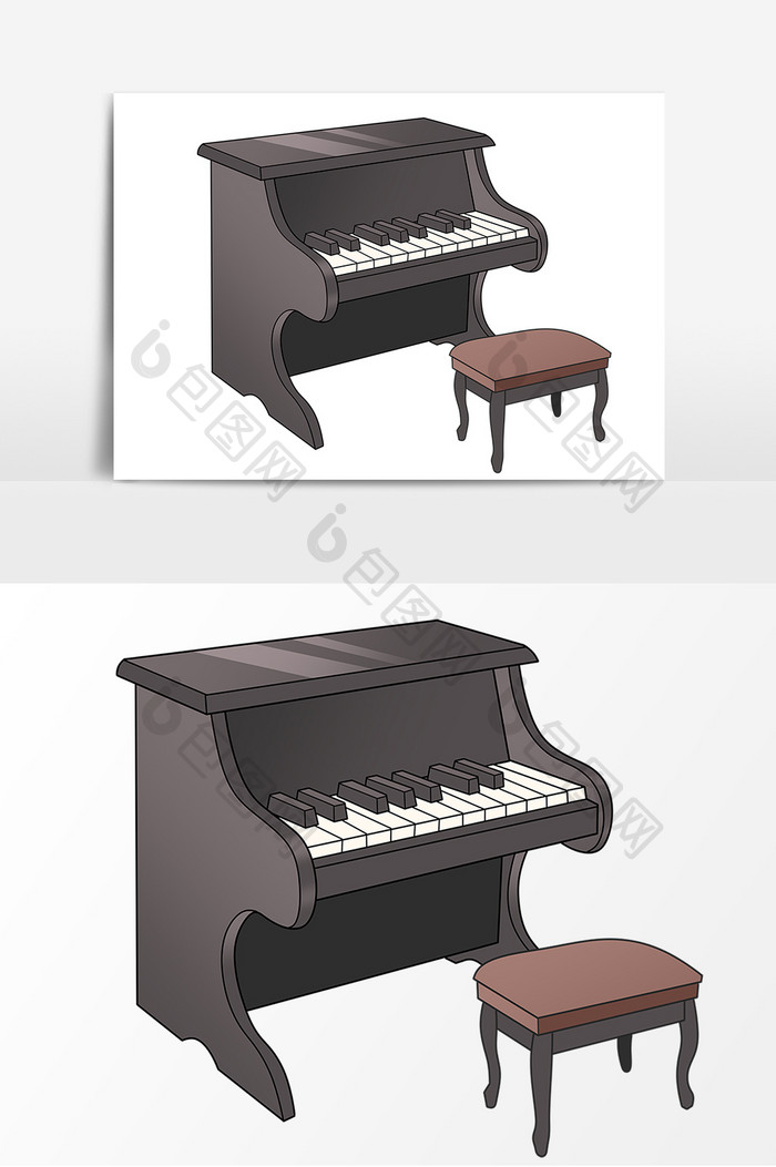钢琴卡通形象元素