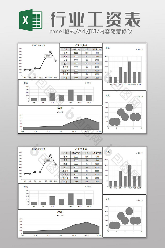 简约大气行业工资表Excel模板