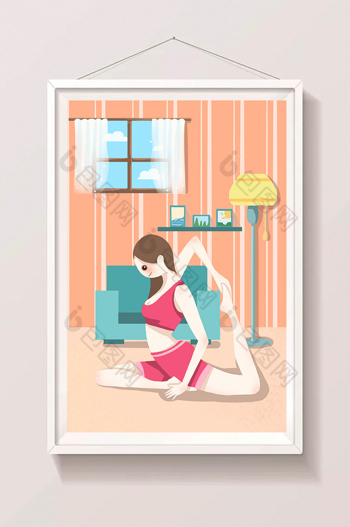 女孩运动瑜伽插画图片图片
