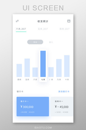 简约蓝色账单统计UI移动界面