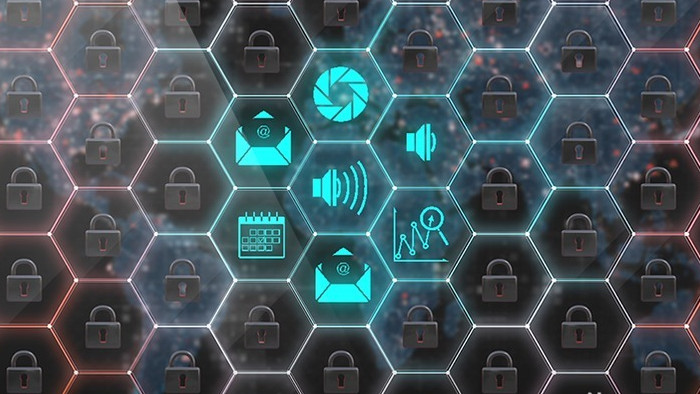 E3D科技感六边形解锁锁定互联网安全防御