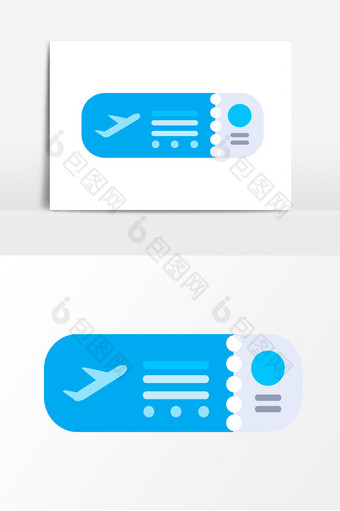卡通蓝色飞机机票元素图片