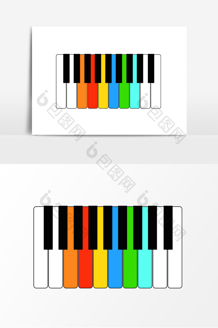 彩色钢琴五彩键盘元素