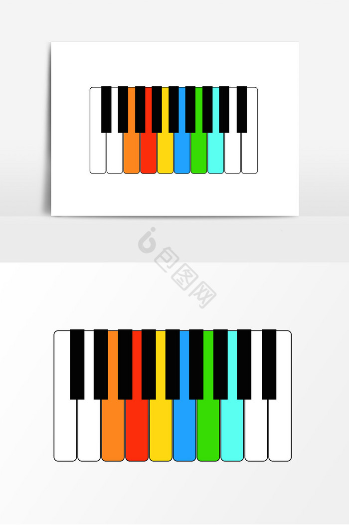 彩色钢琴五彩键盘图片