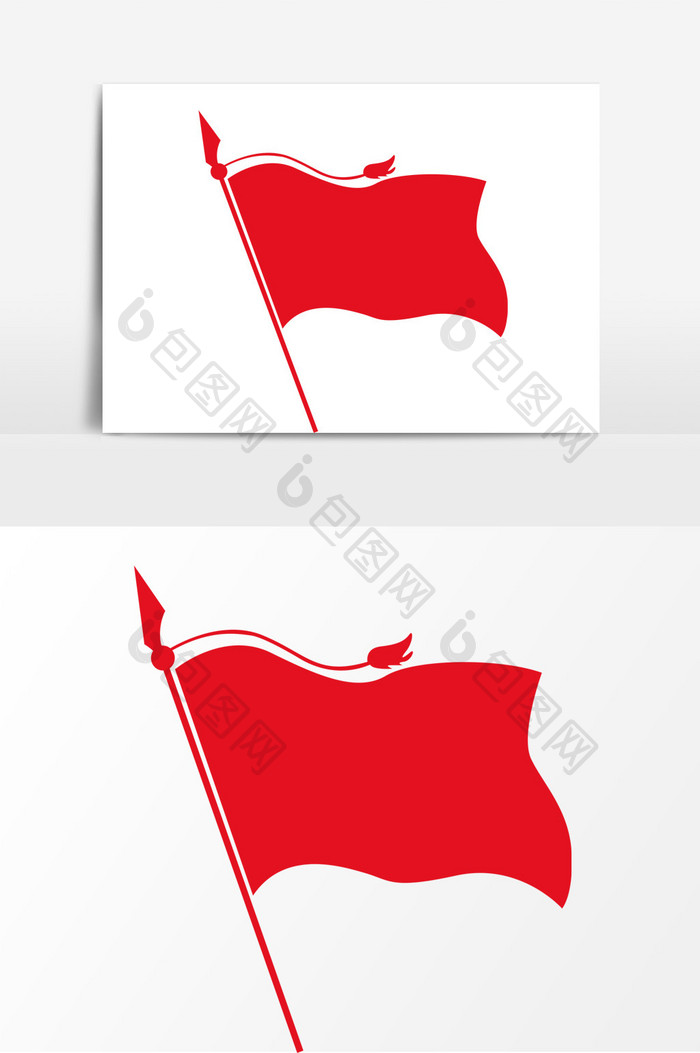 红色革命旗帜飘扬装饰元素